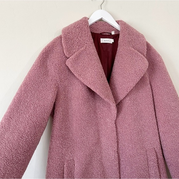 A.L.C. Harlan Open-front Faux-fur Coat In Mauve - Picture 8 of 16